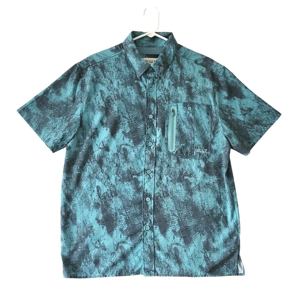 Gillz Vented Fishing Shirt Mens Size M Blue‎ Teal Button Up Camp Gorpcore Medium